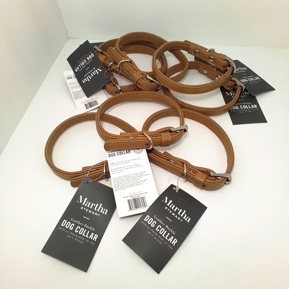 NEW Martha Stewart Leather Buckle Dog Collar Sz 14